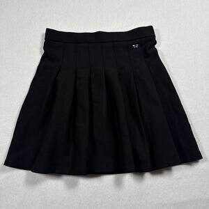 NWT Zara Kids Girls black pleated school girl skirt mini bow detail size 9